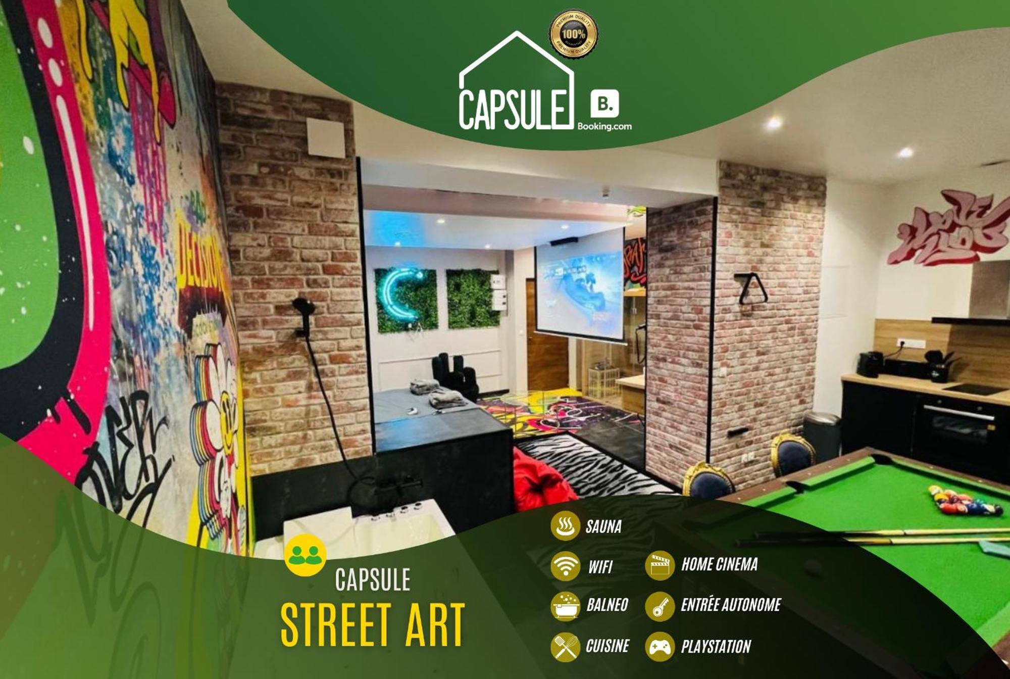 Capsule Street Art - Sauna- Jacuzzi - Playstation 5 - Billard - Netflix - Home Cinema - Terrasse Douai Extérieur photo